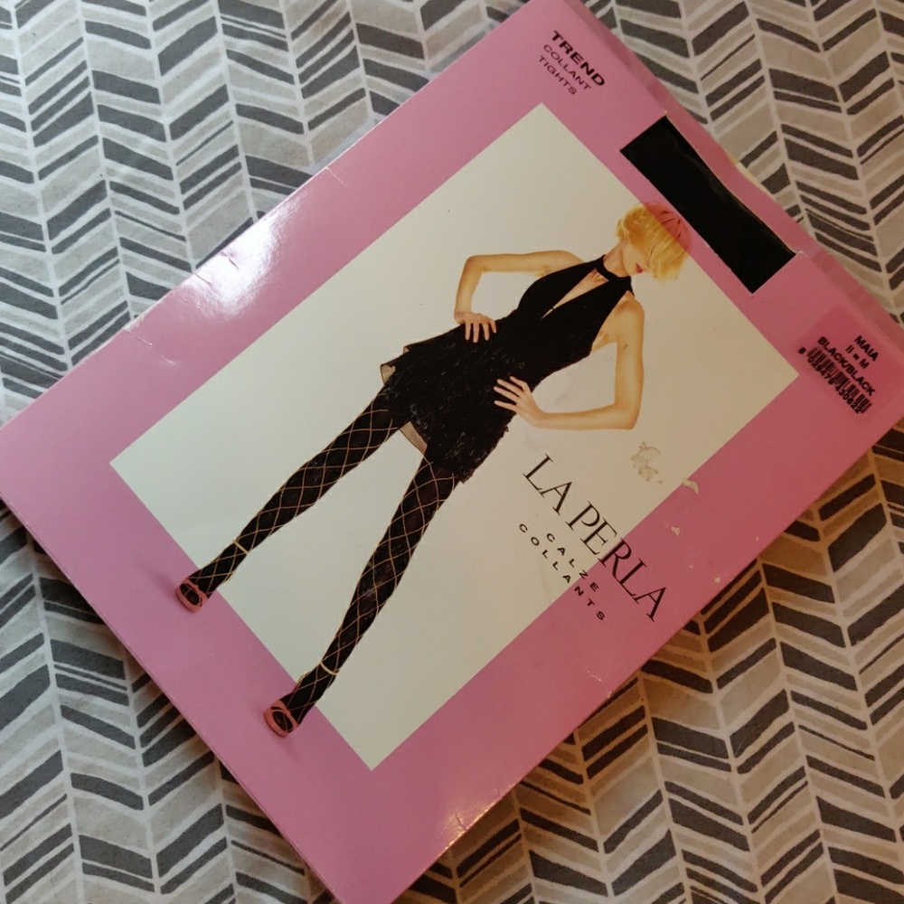 NIB La Perla black on black trend tights